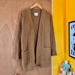 Pink Rose Brown Open-Front Cardigan Sweater - Medium